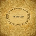 Vintage design cover card with roses and leaves on aged paper background. Retro hand drawn vector illustration Royalty Free Stock Photo