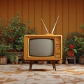 Vintage design 3D rendering of a classic television TV