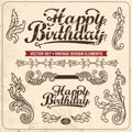 Vintage design elements. Happy Birthday