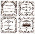 Vintage design elements ornaments frame corners curbs retro stickers and damask vector set illustration Royalty Free Stock Photo