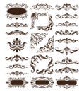 Vintage design elements ornaments frame corners curbs retro stickers and damask vector set illustration Royalty Free Stock Photo