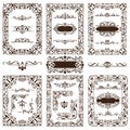 Vintage design elements ornaments frame corners curbs retro stickers and damask vector set illustration Royalty Free Stock Photo