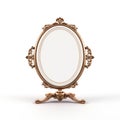 Vintage design, gold decorative frame mirror isolated on white background Royalty Free Stock Photo