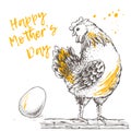 Vintage design with hen and egg. Happy Mother day.