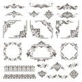 Vintage design lace borders monogram and corners, dividers Vector set art deco floral ornaments elements Royalty Free Stock Photo