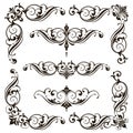 Vintage Design Lace Borders Monogram Logo And   Corners Vector Set Art Deco Floral Ornaments   Elements