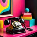 Vintage desk dial phone brilliant color