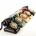 Vintage Desk Phones on white back ground Royalty Free Stock Photo