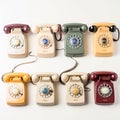Vintage Desk Phones on white back ground Royalty Free Stock Photo