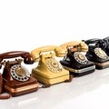 Vintage Desk Phones on white back ground Royalty Free Stock Photo