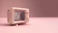 Vintage Desktop PC with Floppy Drive, Keyboard and Mouse in pink pastel color. Creativity and minimalism. Generative AI