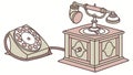 Vintage Desktop Telephone Set, Retro Communication System Vector, vector design Generative AI Royalty Free Stock Photo