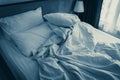 Vintage detail of white bed in bed room Royalty Free Stock Photo