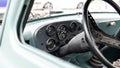 Vintage details inside  old hot rod car. Hot rod machine control sensors Royalty Free Stock Photo