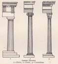 Vintage illustration diagram of Columns - Greek Orders.