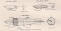 Vintage illustration diagrams of Airships.