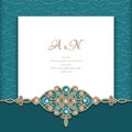 Vintage emerald background with jewellery border