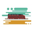 Vintage diesel locomotive vector illustration. Retro cargo freight train Royalty Free Stock Photo