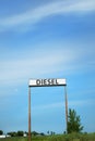 Vintage diesel sign in a blue sky