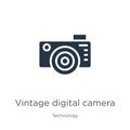 Vintage digital camera icon vector. Trendy flat vintage digital camera icon from technology collection isolated on white Royalty Free Stock Photo