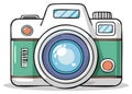 Vintage digital camera illustration with a green and white design isolated Royalty Free Stock Photo