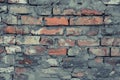 Vintage dilapidated cement brick wall grunge. Gray brick wall cement texture background. Vintage red brick wall grey background. Royalty Free Stock Photo