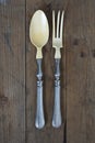 Vintage Dining Cutlery On Wood Royalty Free Stock Photo