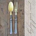 Vintage Dining Cutlery On Wood With Text Royalty Free Stock Photo