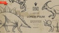 Vintage Dinosaurs Monochrome Style Template