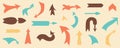Vintage direction arrows. Retro navigation icons, old simple cursor banner, retro target and navigation pictograms