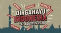 Vintage Dirgahayu Indonesia poster for August 17, 2025 celebration. Royalty Free Stock Photo
