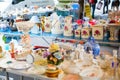 Vintage dishes on Parisian flea market