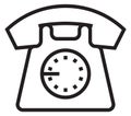 Vintage disk phone icon. Retro call device