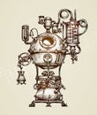 Vintage distillation apparatus sketch. Moonshining vector illustration Royalty Free Stock Photo