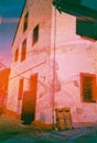 Vintage distressed blurry and grained photo. Damaged camera film. Mystical, psychedelic, nostalgic picture