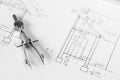 Vintage divider on technical drawing Royalty Free Stock Photo