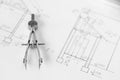 Vintage divider on technical drawing Royalty Free Stock Photo