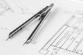 Vintage divider on technical drawing Royalty Free Stock Photo