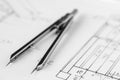 Vintage divider on technical drawing Royalty Free Stock Photo