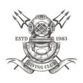 Vintage diving club emblem