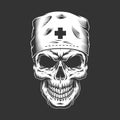 Vintage doctor skull in medical hat