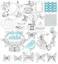 Vintage Doodle Elements - Pattern, Flower, Butterfly And Other F