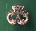 Vintage Door Knob Featuring The Maltese Cross And Two Dolphins O
