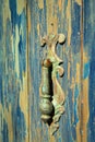 Vintage Door Knocker on Weathered Door Royalty Free Stock Photo