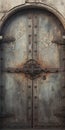 Vintage Door With Metal Handles: A Gothic Atmosphere In Unreal Engine 5 Royalty Free Stock Photo