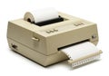 Vintage dot matrix printer with paper roll and output tray Royalty Free Stock Photo