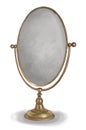 Vintage double face make-up mirror, hand drawn, watercolor