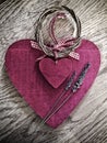 Vintage double hearts with lavender Royalty Free Stock Photo