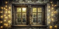 Vintage Double Window with Bokeh A Nostalgic Glimpse into a Charming Rustic Home with Timeless Architecture Royalty Free Stock Photo