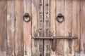 Vintage double wood door and handles Royalty Free Stock Photo